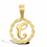 9ct Yellow Gold Rope Initial C Pendant