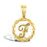 9ct Yellow Gold Rope Initial F Pendant