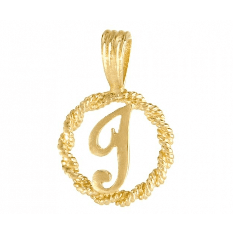 9ct Yellow Gold Rope Initial I Pendant