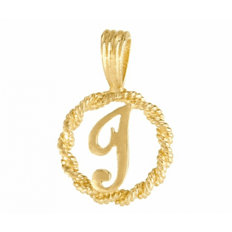 9ct Yellow Gold Rope Initial I Pendant