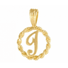 9ct Yellow Gold Rope Initial I Pendant