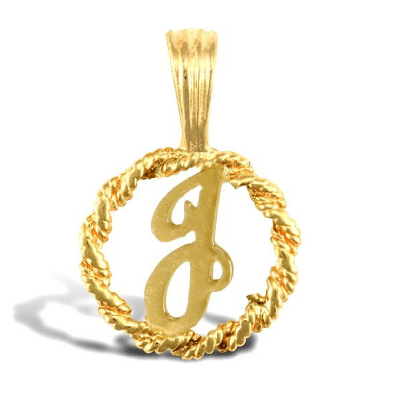 9ct Yellow Gold Rope Initial J Pendant