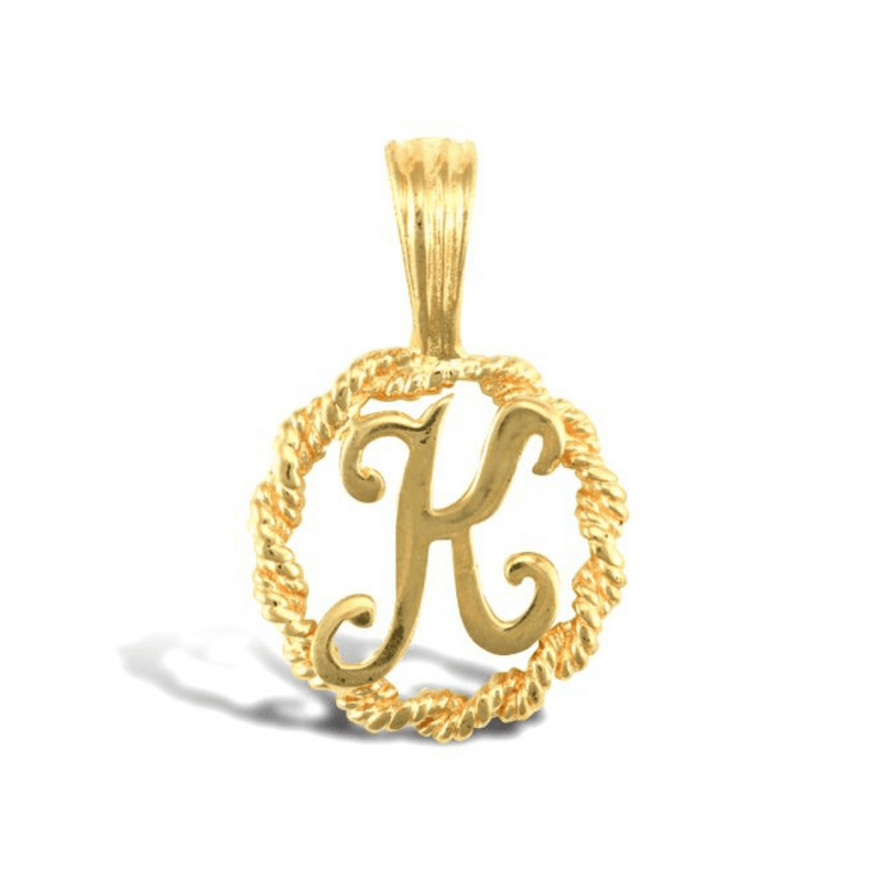 9ct Yellow Gold Rope Initial K Pendant