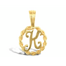 9ct Yellow Gold Rope Initial K Pendant