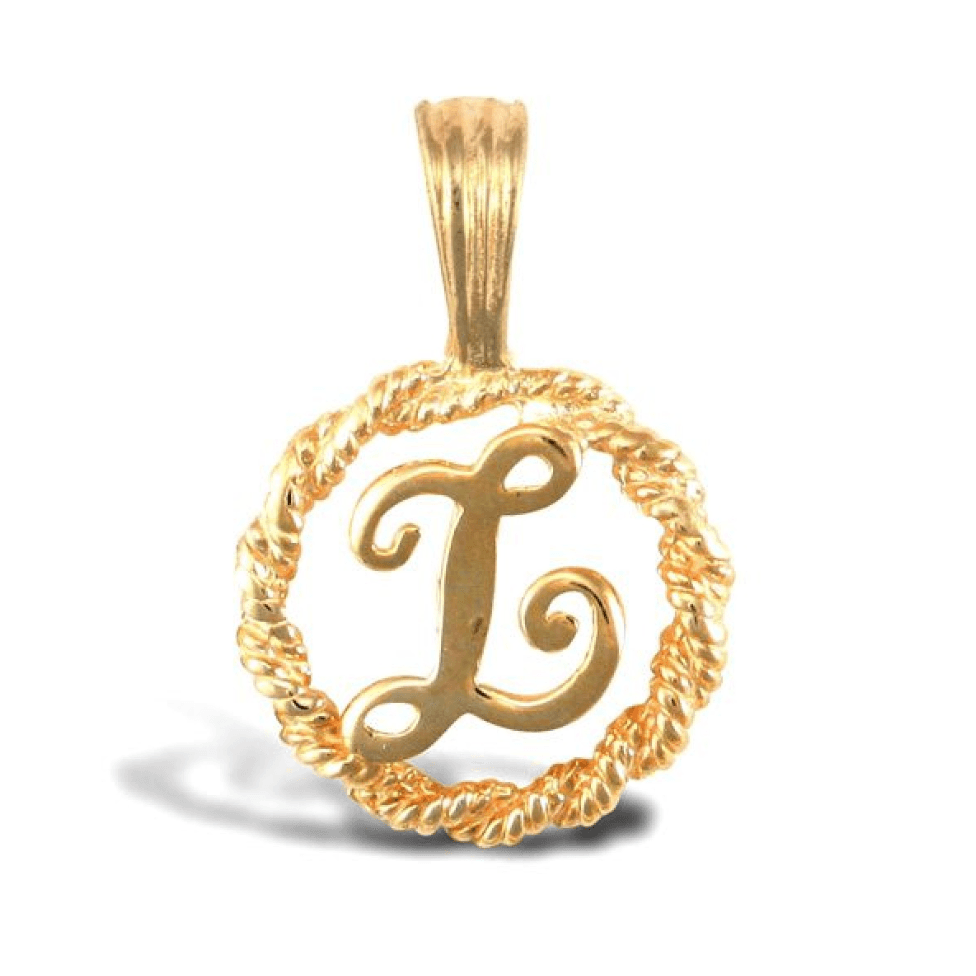 9ct Yellow Gold Rope Initial L Pendant
