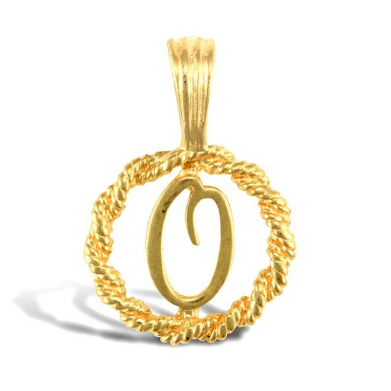 9ct Yellow Gold Rope Initial O Pendant
