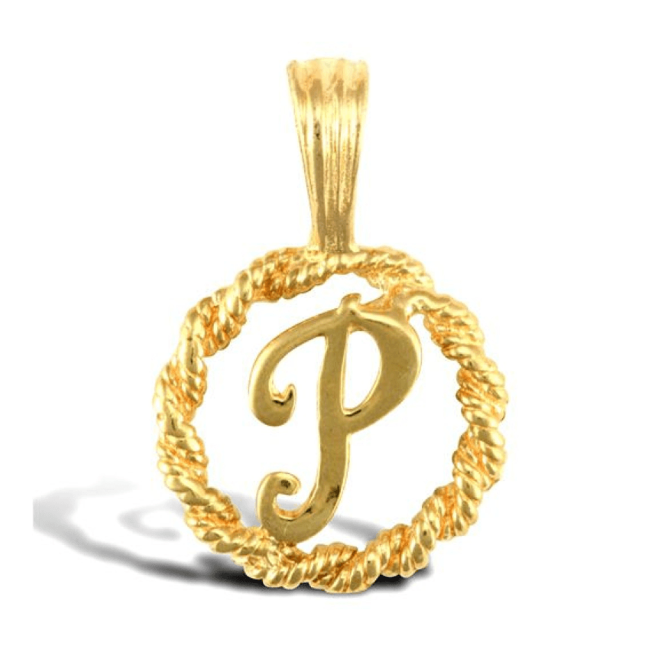 9ct Yellow Gold Rope Initial P Pendant