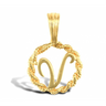 9ct Yellow Gold Rope Initial V Pendant
