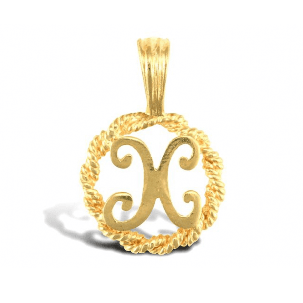 9ct Yellow Gold Rope Initial X Pendant
