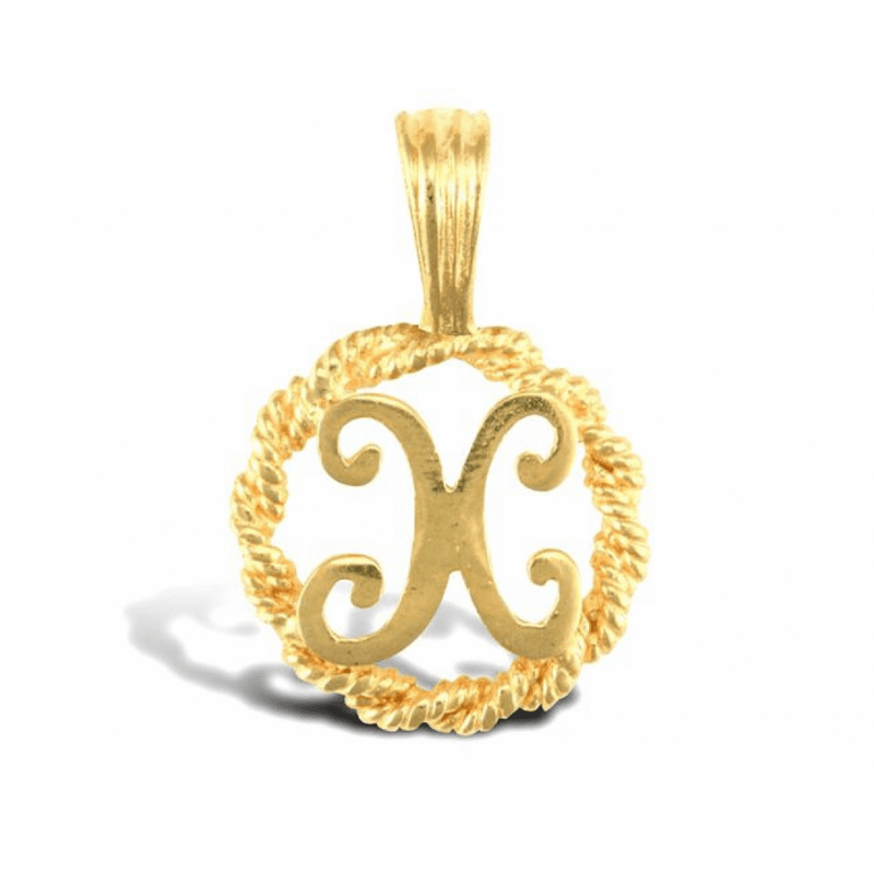 9ct Yellow Gold Rope Initial X Pendant