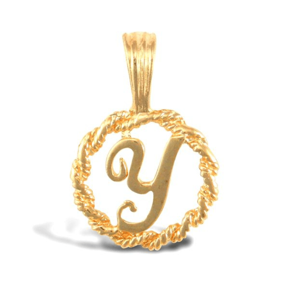 9ct Yellow Gold Rope Initial Y Pendant