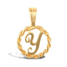 9ct Yellow Gold Rope Initial Y Pendant
