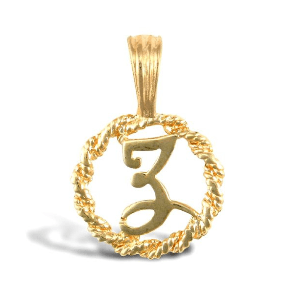 9ct Yellow Gold Rope Initial Z Pendant