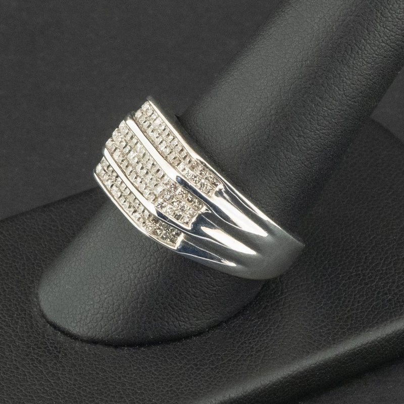 9ct White Gold Approx. 1.33ct Diamond Channel Set Ring Size S 9.8g