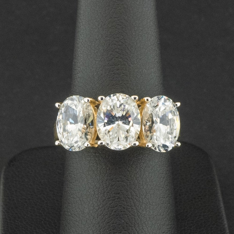 14ct Yellow Gold Cubic Zirconia Trilogy Ring Size N 5.7g