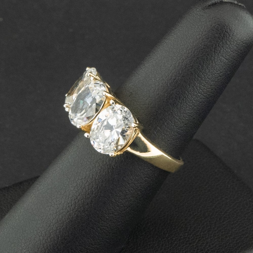 14ct Yellow Gold Cubic Zirconia Trilogy Ring Size N 5.7g