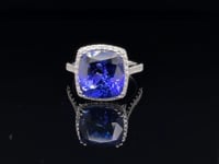 9.32ct Royal Blue Tanzanite & 0.43ct Diamond Platinum Ring