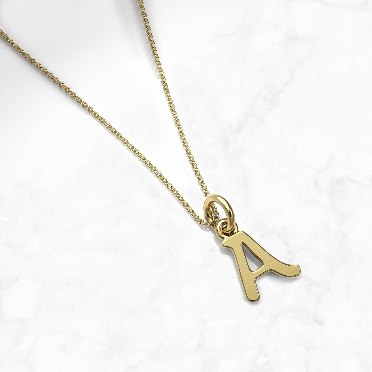 9ct Gold Initial Letter Pendant Necklace