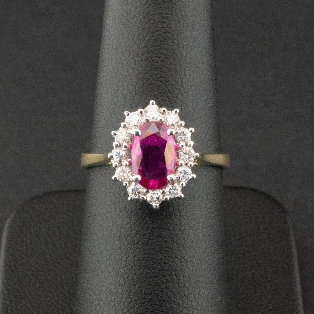 18ct Yellow Gold 0.75ct Ruby and 0.36ct Diamond Ring Size K 1/2 3.6g