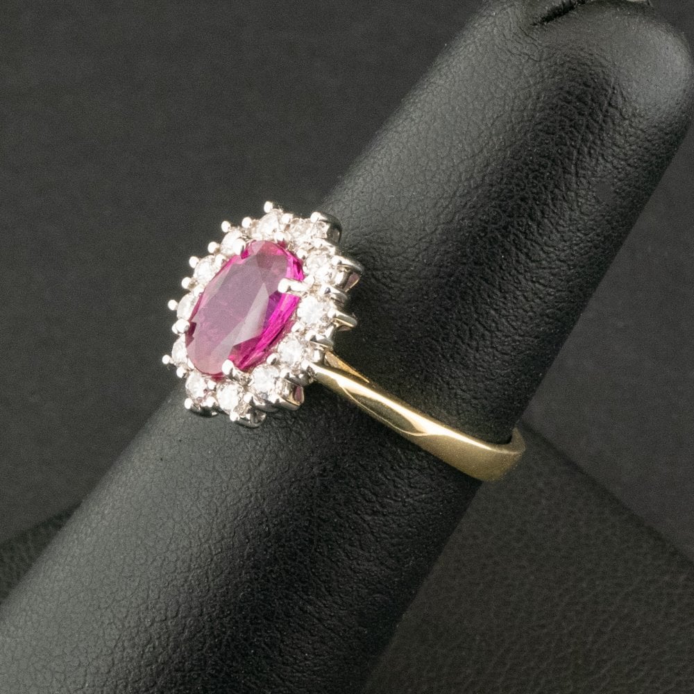 18ct Yellow Gold 0.75ct Ruby and 0.36ct Diamond Ring Size K 1/2 3.6g