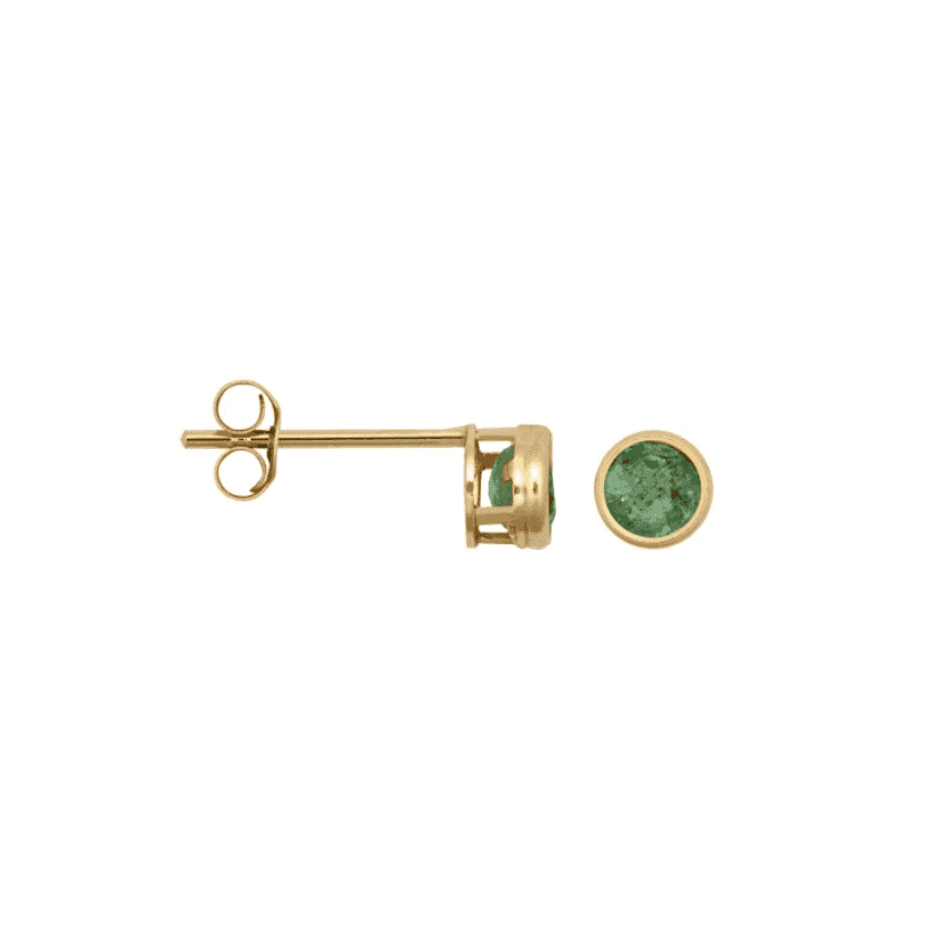 9ct Yellow Gold Emerald Stud Earrings