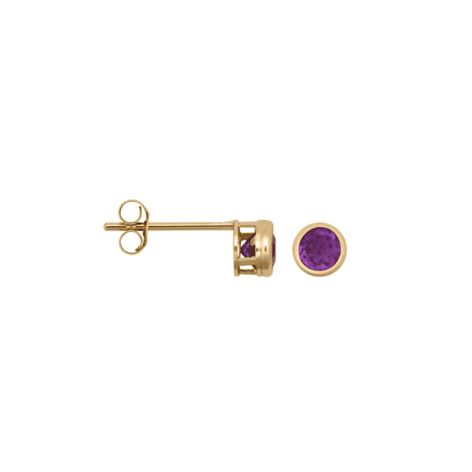 9ct Yellow Gold Amethyst Stud Earrings