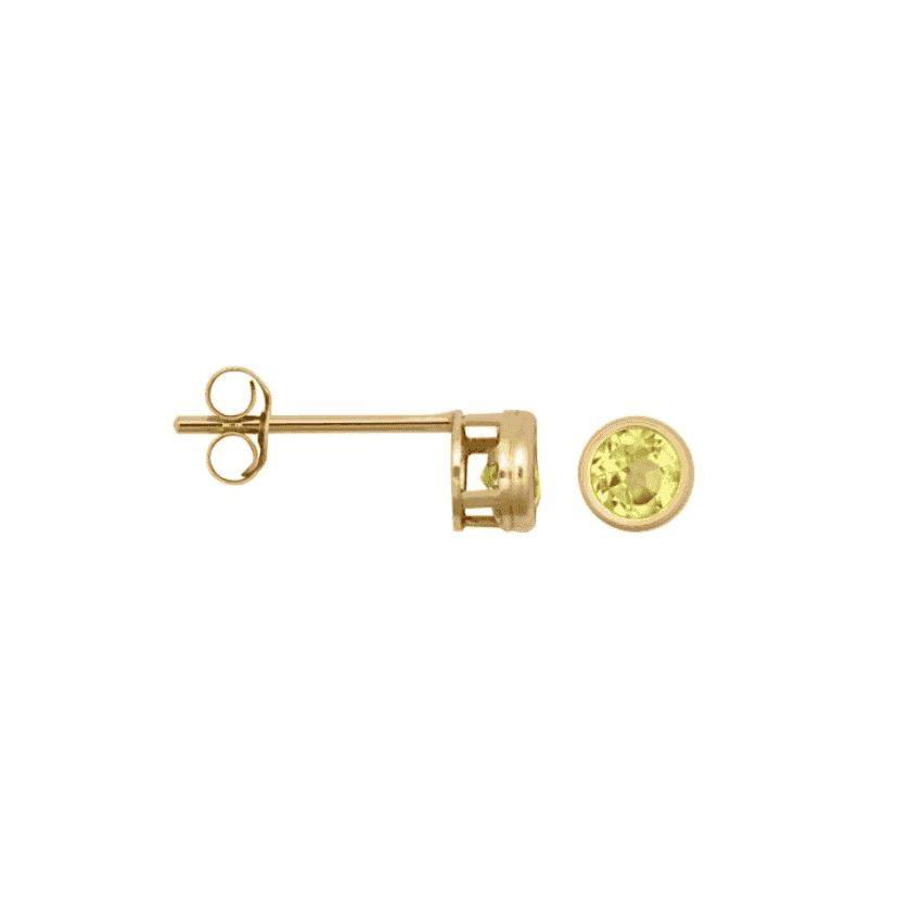 9ct Yellow Gold Peridot Stud Earrings