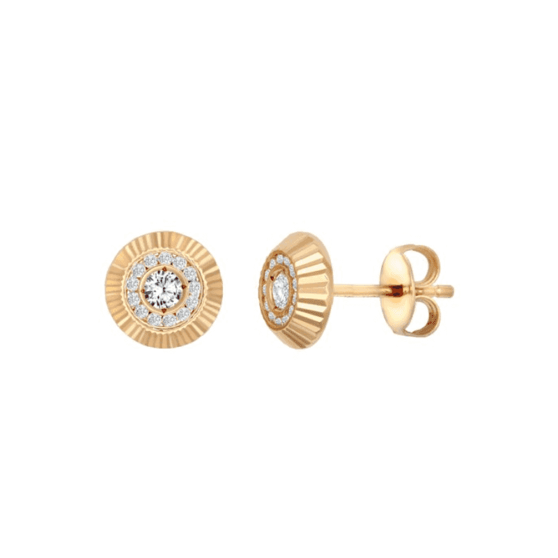 9ct Rose Gold 8mm CZ Bezel Stud Earrings NEW