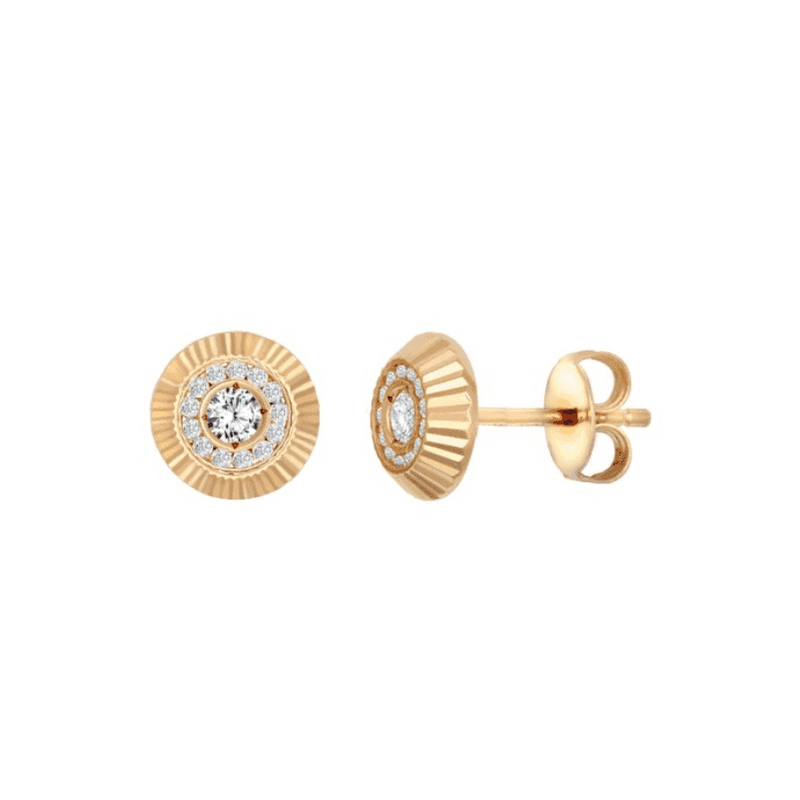 9ct Rose Gold 8mm CZ Bezel Stud Earrings NEW