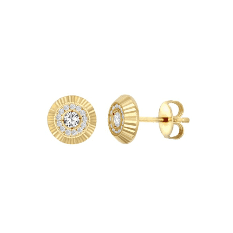9ct Yellow Gold 8mm CZ Bezel Stud Earrings