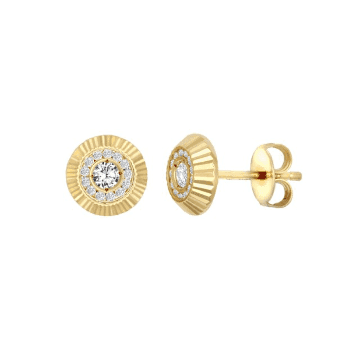 9ct Yellow Gold 10mm CZ Bezel Stud Earrings