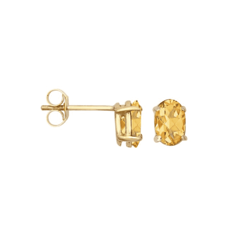 9ct Yellow Gold Oval Citrine Stud Earrings
