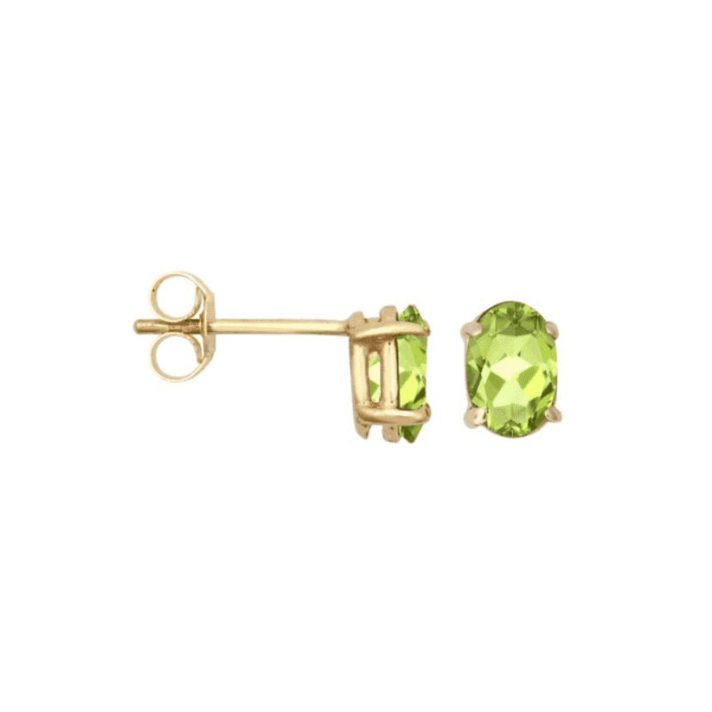 9ct Yellow Gold Oval Peridot Stud Earrings