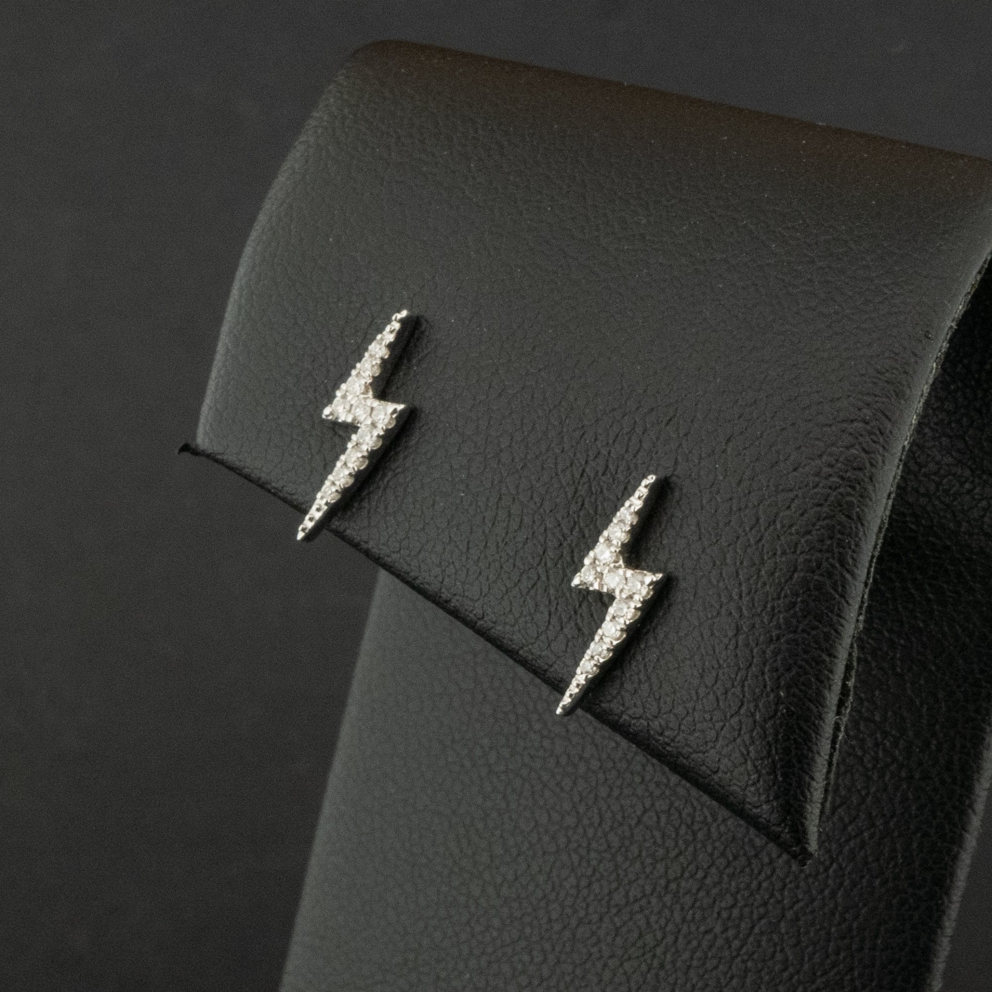 9ct White Gold 0.09ct Diamond Lightning Stud Earrings NEW