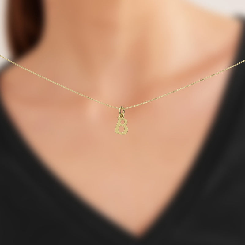 9ct Gold Initial Letter Pendant Necklace