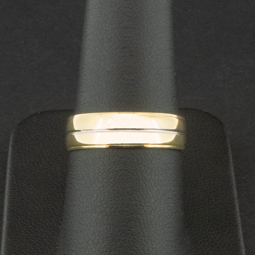 18ct Yellow Gold Grooved Ring Size Q 4.7g