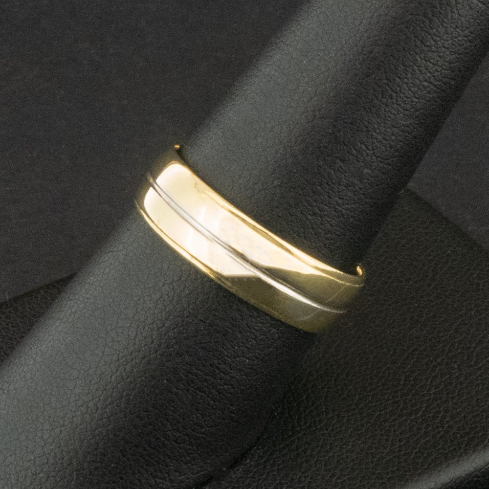 18ct Yellow Gold Grooved Ring Size Q 4.7g