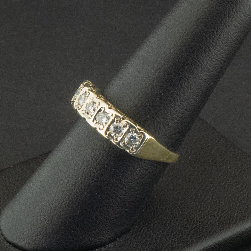 9ct Yellow Gold 0.5ct Diamond Half Eternity Ring Size P 3.5g