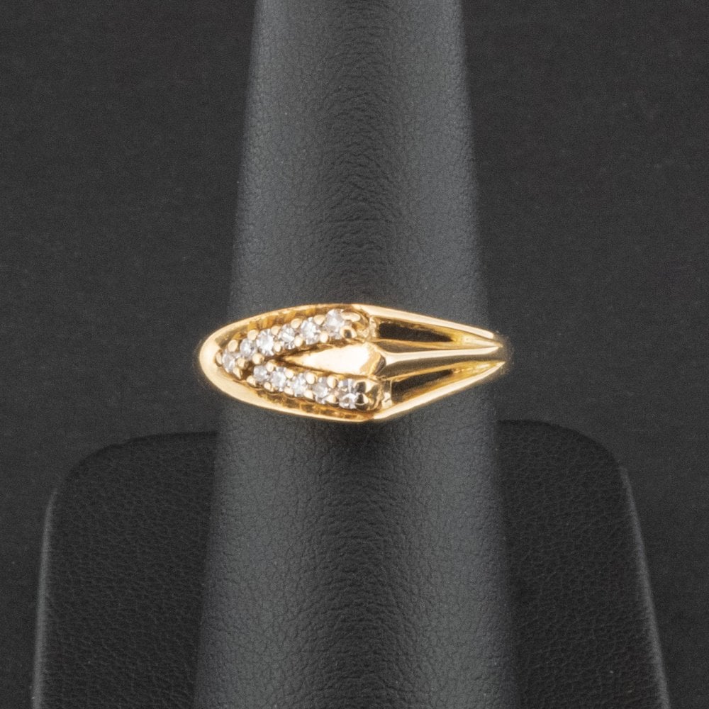 18ct Yellow Gold Approx. 0.20ct Old Cut Diamond "V" Ring Size M 4.3g
