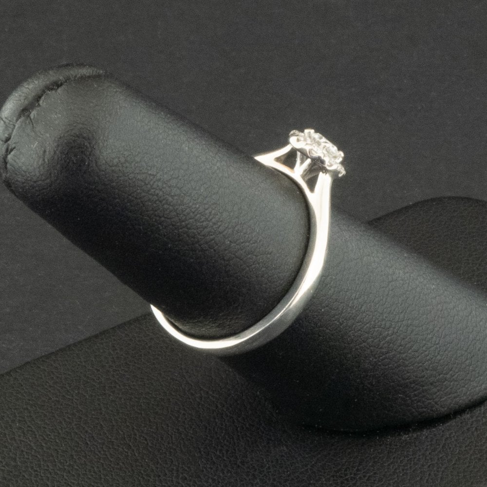 9ct White Gold Approx. 0.25ct Diamond Halo Ring Size M 1/2 2.1g