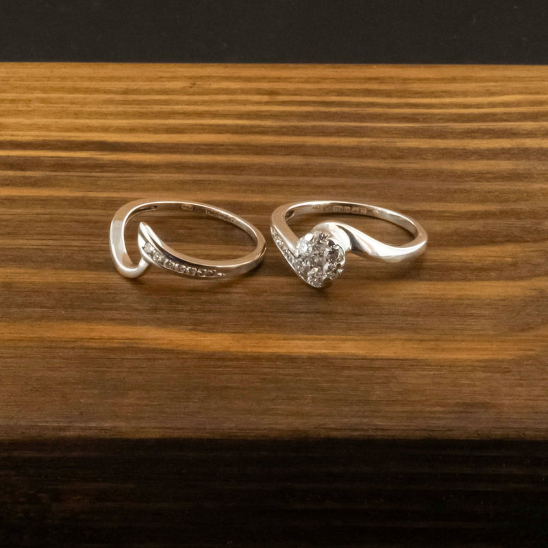 18ct White Gold Approx. 0.50ct Diamond Cluster Wedding Set Size L 4.7g
