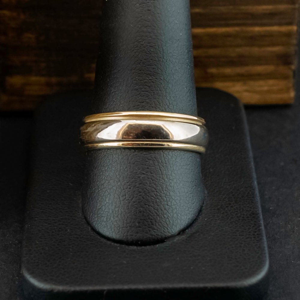 18ct Yellow & White Gold Spinning Band Ring Size U 7.3g