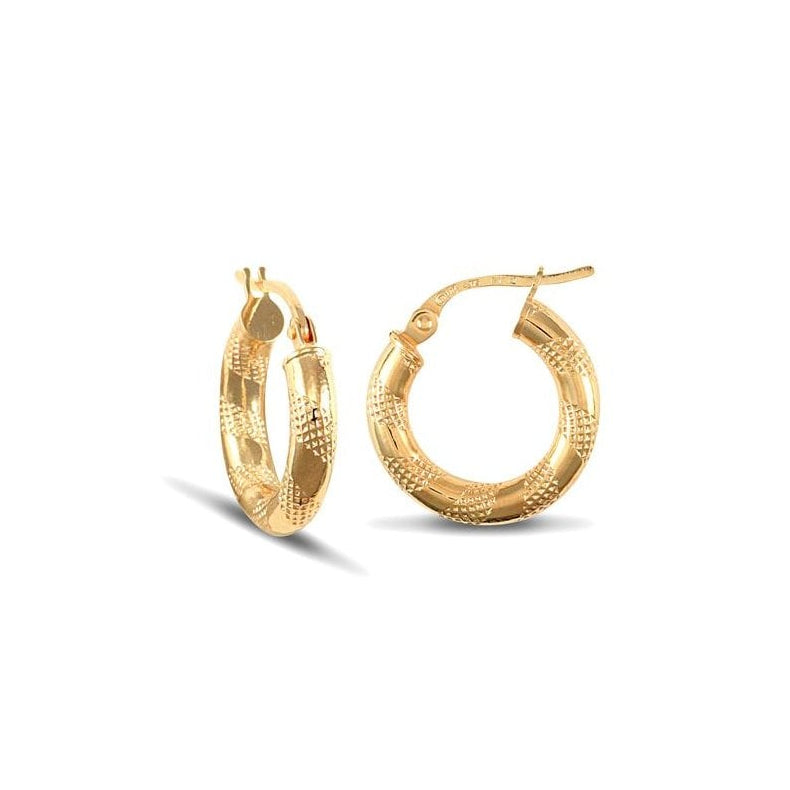9ct Yellow Gold 16mm Zebra Hoop Earrings