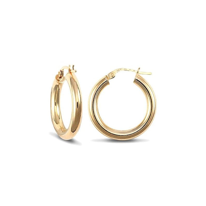 9ct Yellow Gold 20mm Tube Hoop Earrings