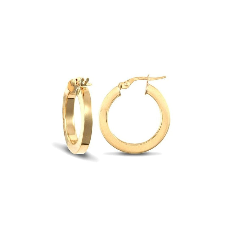 9ct Yellow Gold 20mm Squared Hoop Earrings