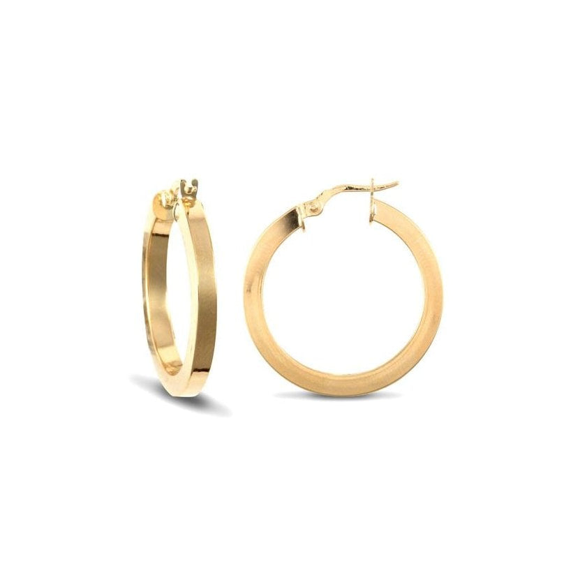 9ct Yellow Gold 25mm Squared Hoop Earrings
