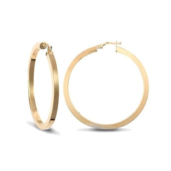 9ct Yellow Gold 45mm Squared Hoop Earrings