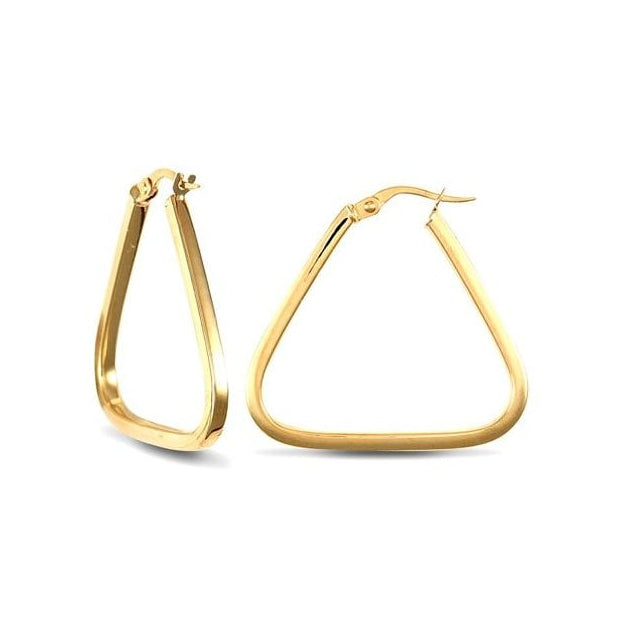 9ct Yellow Gold Triangle Hoop Earrings