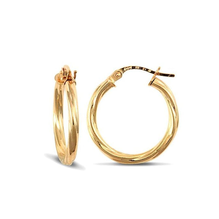 9ct Yellow Gold 20mm Twist Hoop Earrings