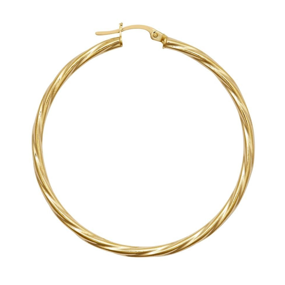 9ct Yellow Gold 43mm Twist Hoop Earrings